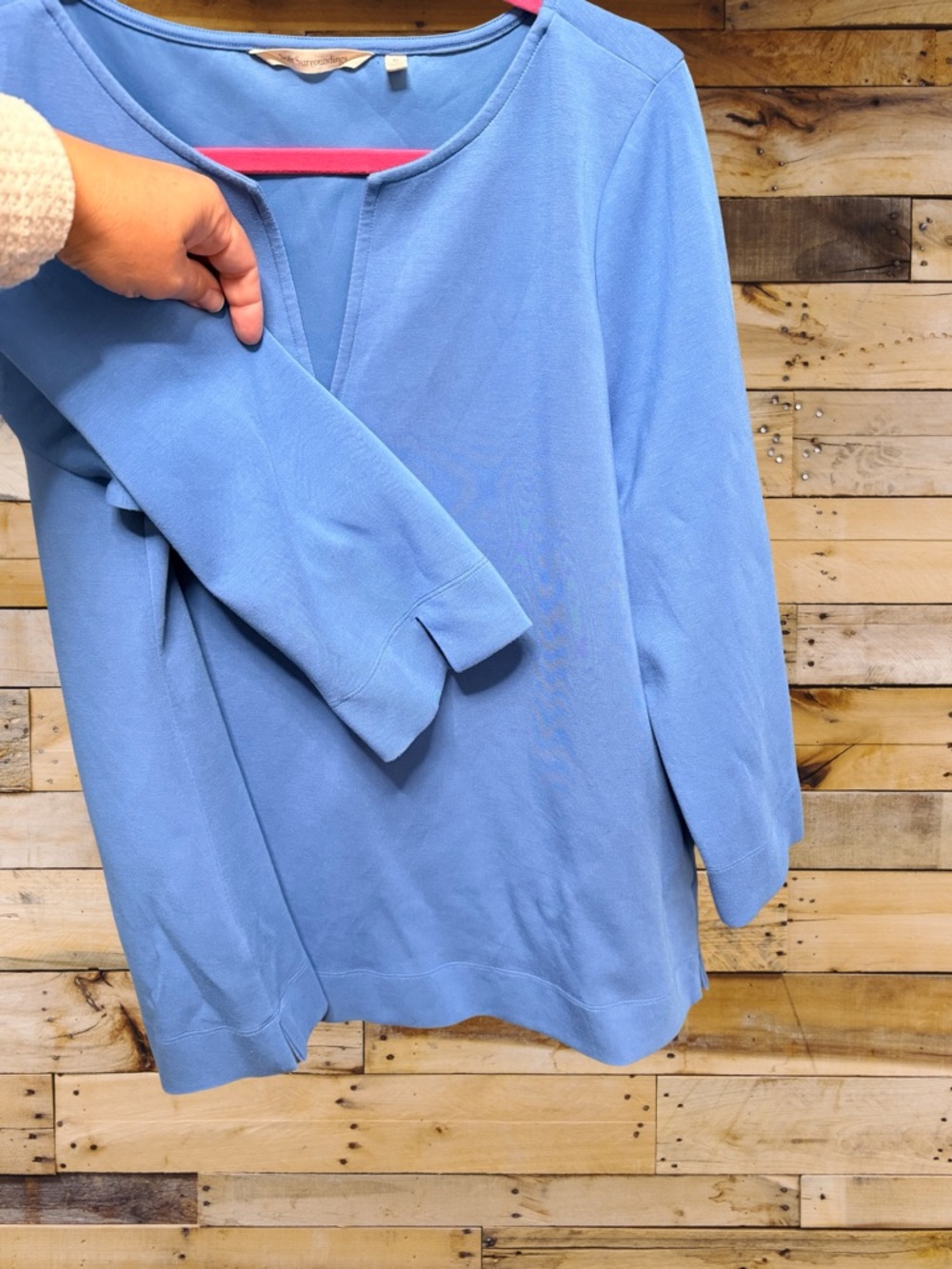 Soft Surroundings Light Blue Split Neck 3/4 Sleeve Knit Tunic Size XL - Picture 4 of 6